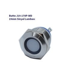 J19-170P-WD 19 mm LED IŞIKLI YASSI KAFALI SİNYAL LAMBASI BEYAZ