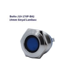 J19-170P-BA2 19 mm LED IŞIKLI YASSI KAFALI SİNYAL LAMBASI MAVİ