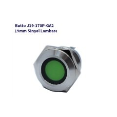 J19-170P-GA2 19 mm LED IŞIKLI YASSI KAFALI SİNYAL LAMBASI YEŞİL