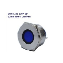 J22-170P-BD 22 mm LED IŞIKLI YASSI KAFALI SİNYAL LAMBASI MAVİ