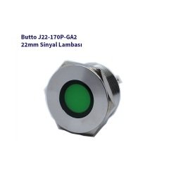 J22-170P-GA2 22 mm LED IŞIKLI YASSI KAFALI SİNYAL LAMBASI YEŞİL