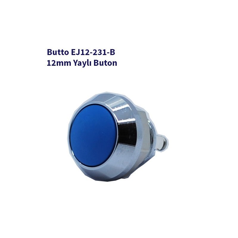 EJ12-231AB 12 mm IŞIKSIZ BOMBELİ KAFA YAYLI BUTON MAVİ