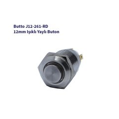 J12-261-RD 12 mm LED IŞIKLI ÇIKIK KAFA YAYLI BUTON KIRMIZI