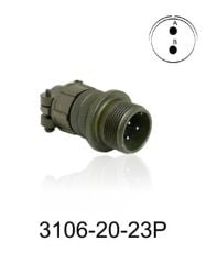 3106-20-23P 3106 Serisi 2 Pinli 12 Amper Askeri Tip Konnektör -Erkek