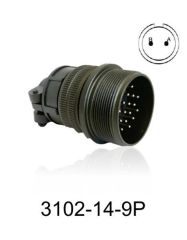 3102-14S-9P 3102 Serisi 2 Pinli 6 Amper Askeri Tip Konnektör -Erkek