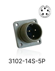 3102-14S-5P 3102 Serisi 5 Pinli 6 Amper Askeri Tip Konnektör -Erkek