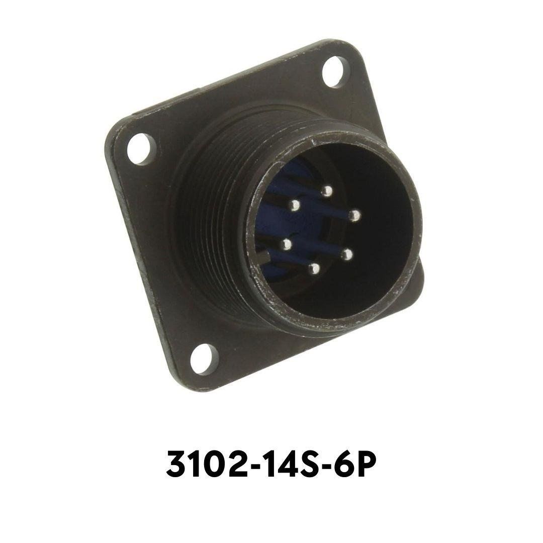 3102-14S-6P 3102 Serisi 6 Pinli 6 Amper Askeri Tip Konnektör -Erkek