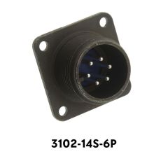 3102-14S-6P 3102 Serisi 6 Pinli 6 Amper Askeri Tip Konnektör -Erkek