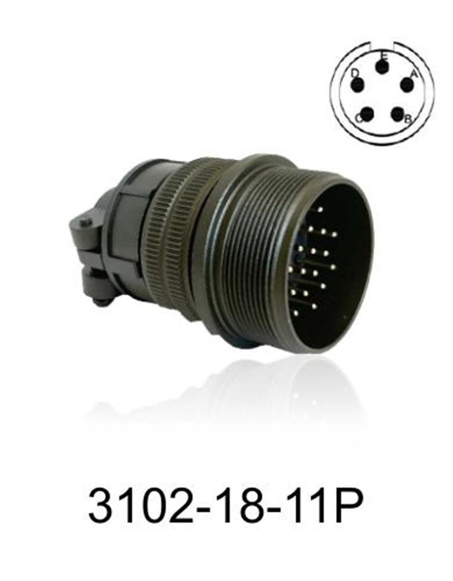 3102-18-11P 3102 Serisi 5 Pinli 10 Amper Askeri Tip Konnektör -Erkek