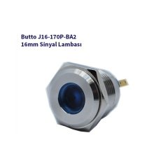 J16-170P-BA2 16 mm LED IŞIKLI YASSI KAFALI SİNYAL LAMBASI MAVİ
