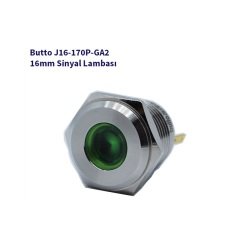 J16-170P-GA2 16 mm LED IŞIKLI YASSI KAFALI SİNYAL LAMBASI YEŞİL