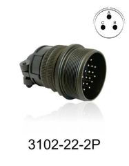 3102-22-2P 3102 Serisi 3 Pinli 12 Amper Askeri Tip Konnektör -Erkek