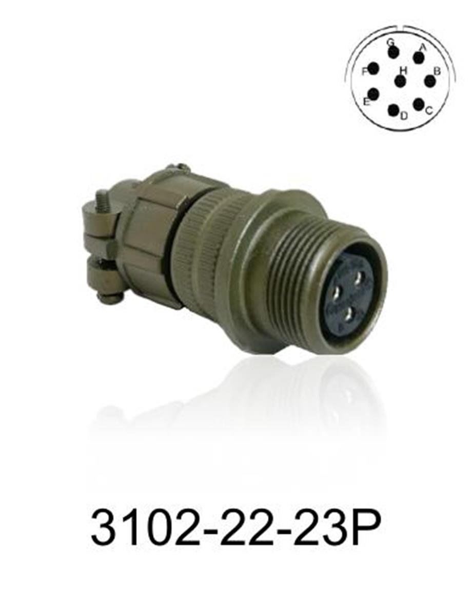3102-22-23P 3102 Serisi 8 Pinli 12 Amper Askeri Tip Konnektör -Erkek