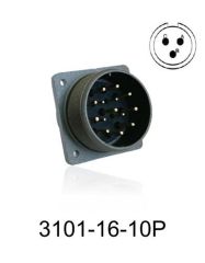 3101-16S-10P 3101 Serisi 3 Pinli 8 Amper Askeri Tip Konnektör -Erkek