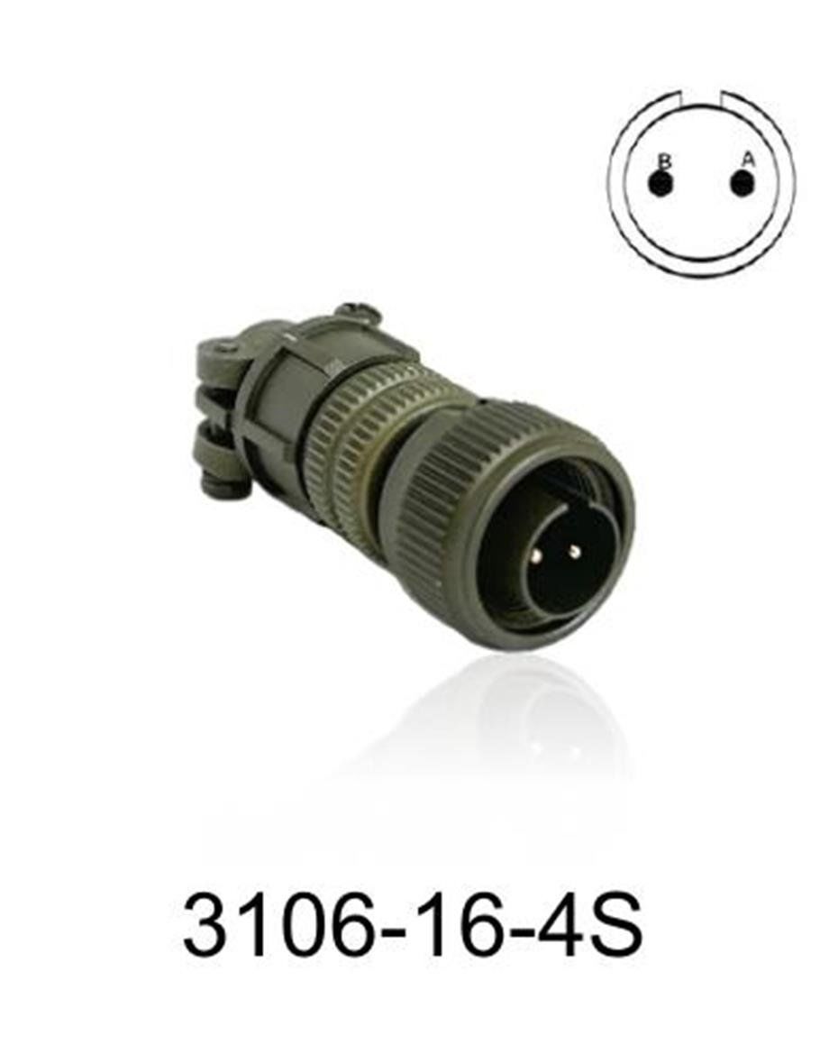 3106-16S-4S 3106 Serisi 2 Pinli 8 Amper Askeri Tip Konnektör -Dişi