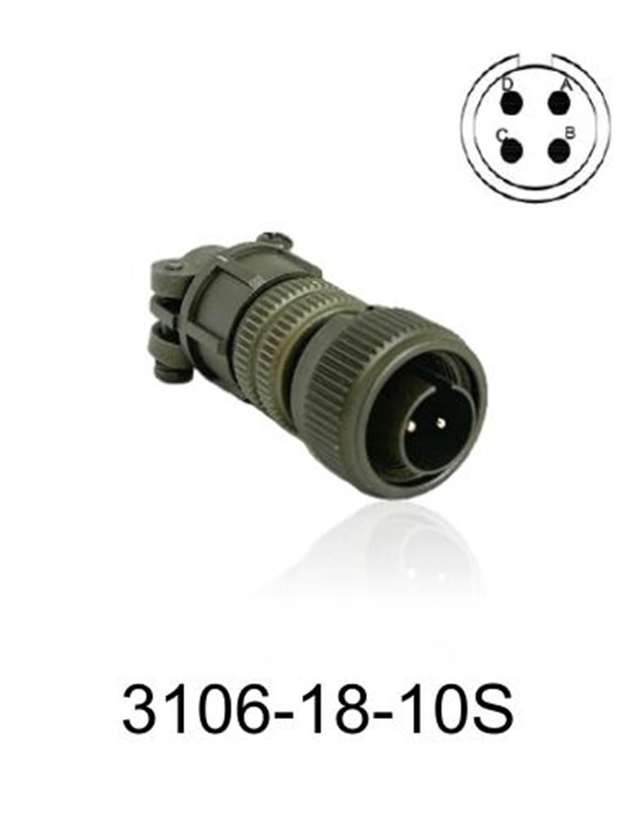 3106-18-10S 3106 Serisi 4 Pinli 10 Amper Askeri Tip Konnektör -Dişi