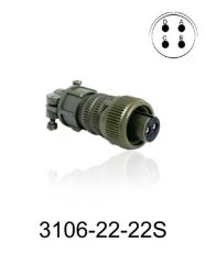 3106-22-22S 3106 Serisi 4 Pinli 12 Amper Askeri Tip Konnektör -Dişi