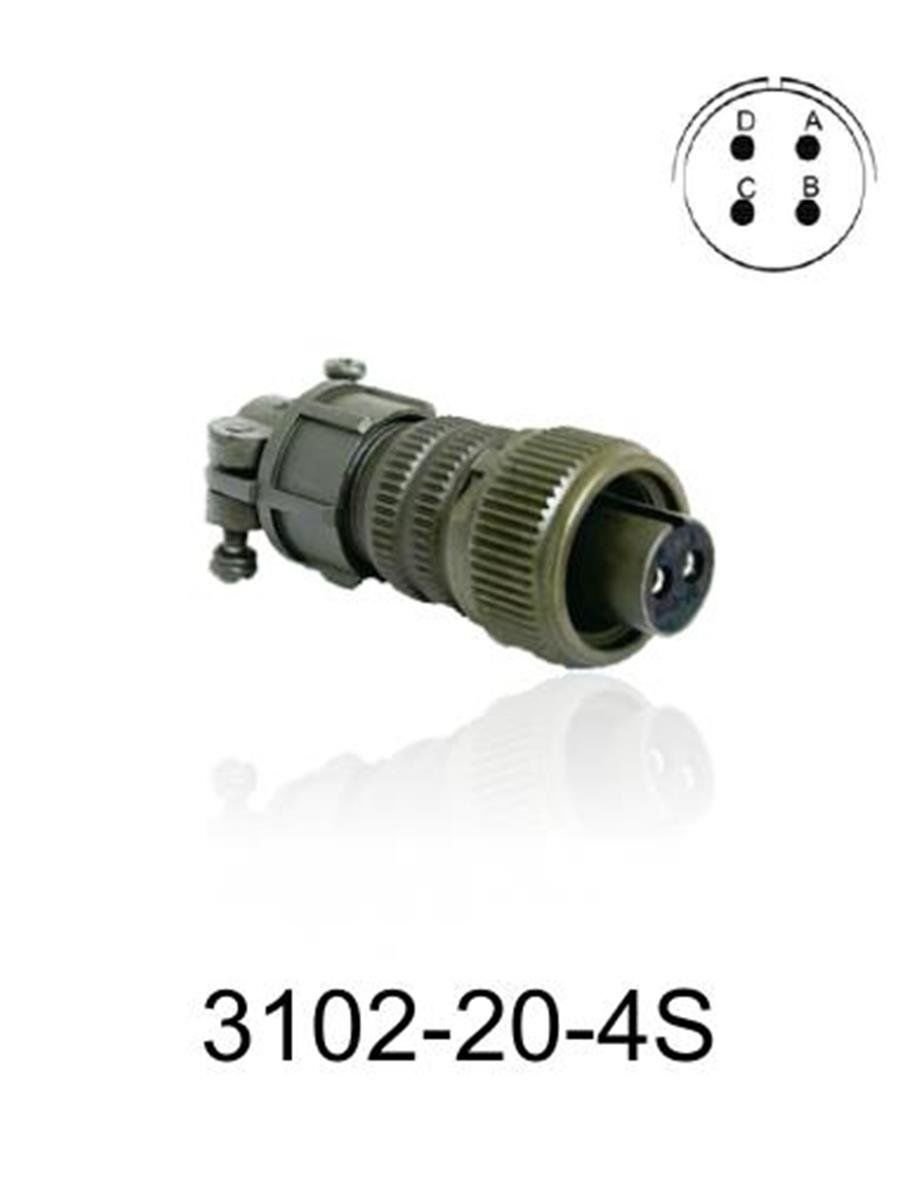 3102-20-4S 3102 Serisi 4 Pinli 12 Amper Askeri Tip Konnektör -Dişi