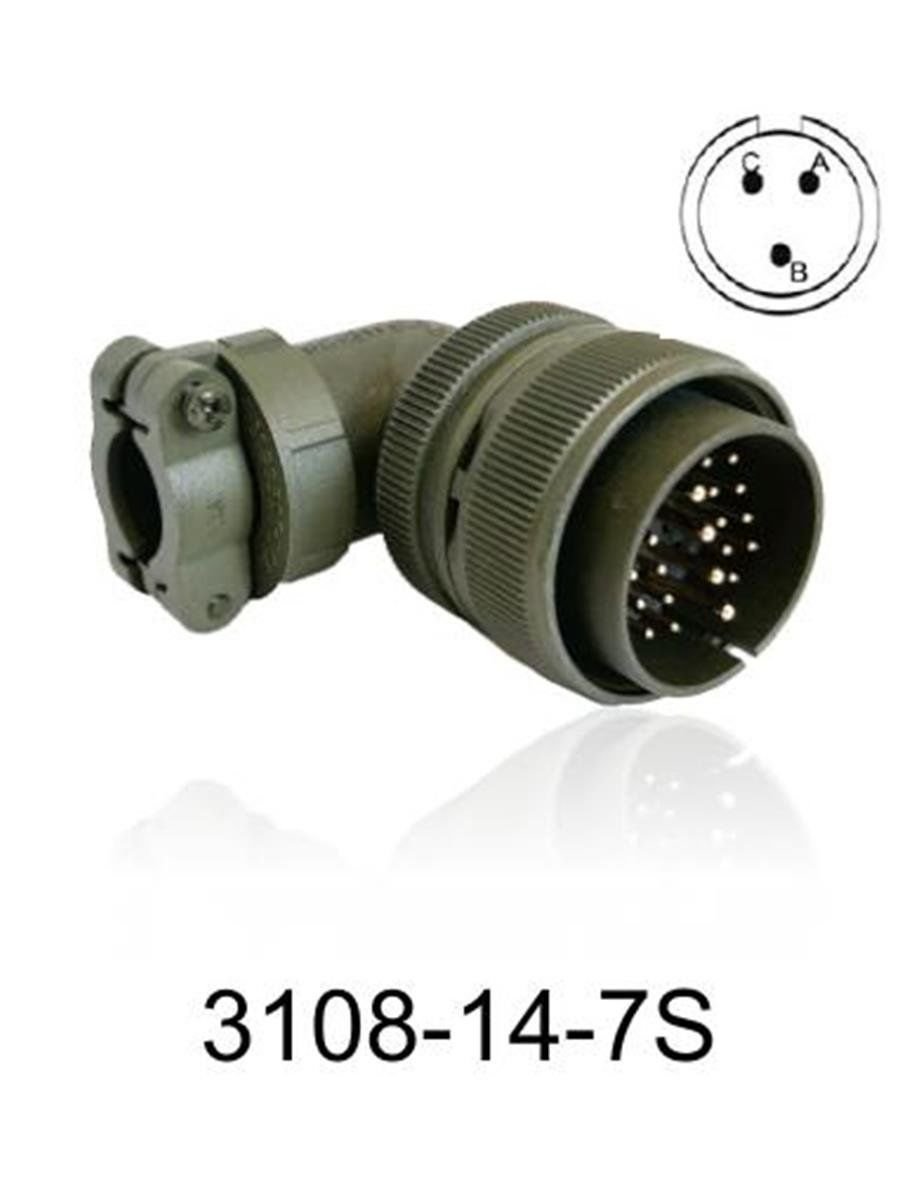 3108-14S-7S 3108 Serisi 3 Pinli 6 Amper Askeri Tip Konnektör -Dişi