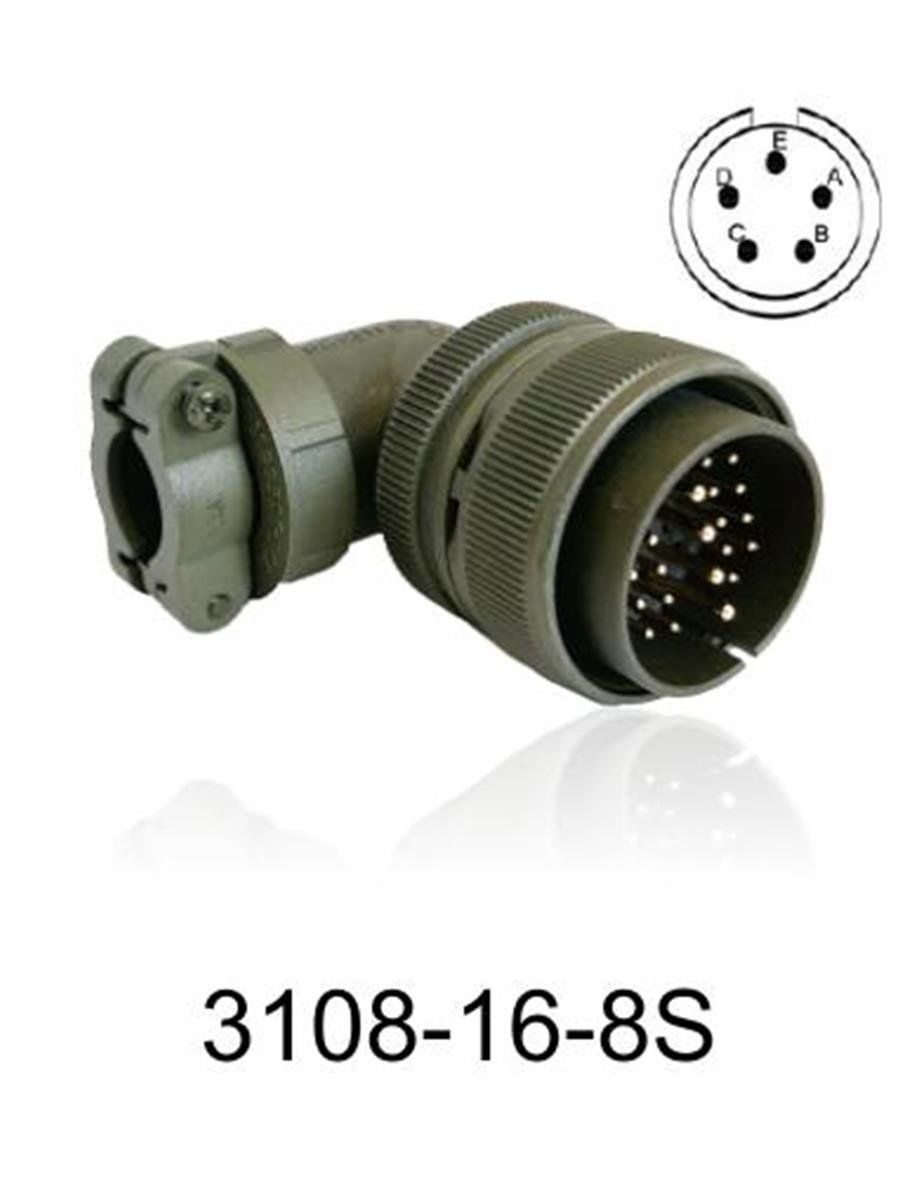 3108-16S-8S 3108 Serisi 5 Pinli 8 Amper Askeri Tip Konnektör -Dişi