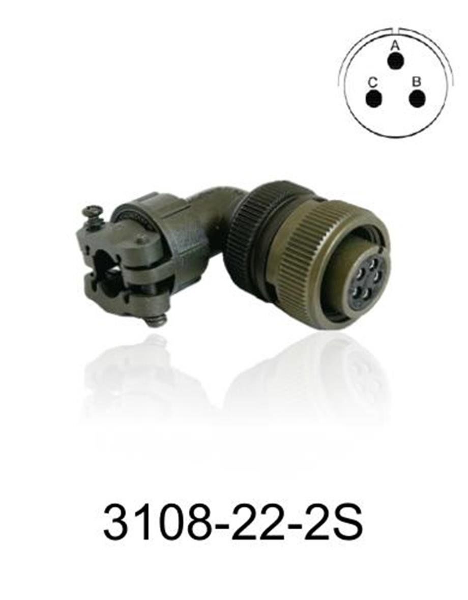 3108-22-2S 3108 Serisi 3 Pinli 12 Amper Askeri Tip Konnektör -Dişi