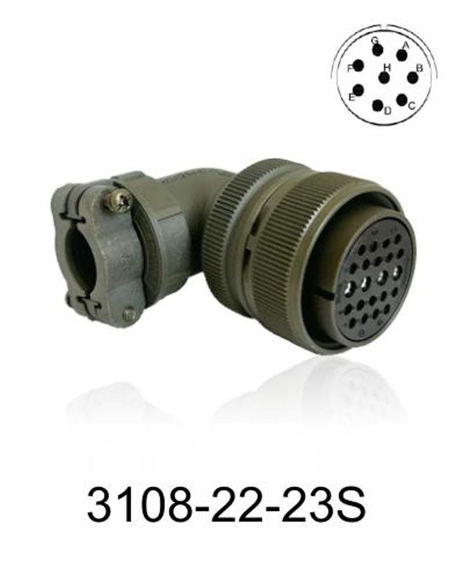 3108-22-23S 3108 Serisi 8 Pinli 12 Amper Askeri Tip Konnektör -Dişi