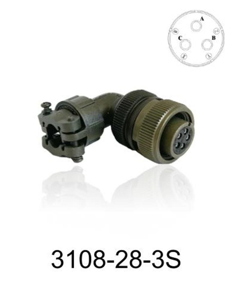 3108-28-3S 3108 Serisi 3 Pinli 16 Amper Askeri Tip Konnektör -Dişi