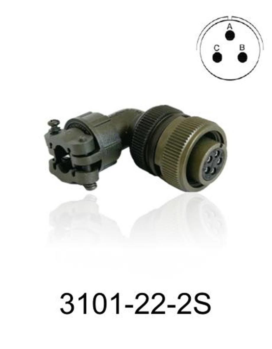 3101-22-2S 3101 Serisi 3 Pinli 12 Amper Askeri Tip Konnektör -Dişi