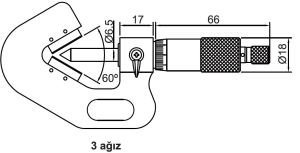 Mekanik V Yataklı Mikrometre 3 Ağızlı 334 Serisi
