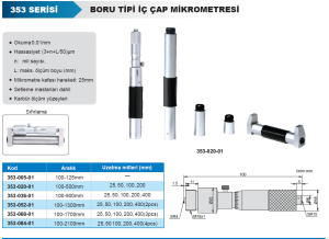 Mekanik Boru Tipi İç Çap Mikrometresi 353 Serisi