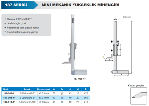 Mini Mekanik Yükseklik Mihengiri 187 Serisi