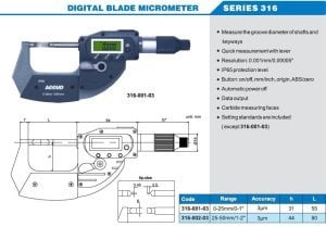 Dijital Bıçak Ağızlı Mikrometre 316 Serisi