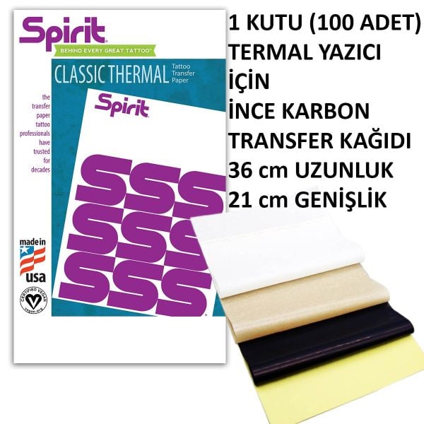 Termal Makineye Özel Spirit USA Thermal Transfer Kopya Kâğıdı 36cm Uzunluk (1 Kutu - 100 Adet)