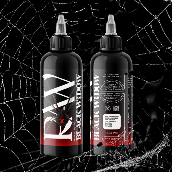 Raw Pigments Black Widow 8 oz 240 ml Siyah Çizgi, Dolgu ve Gölge Dövme Boyası