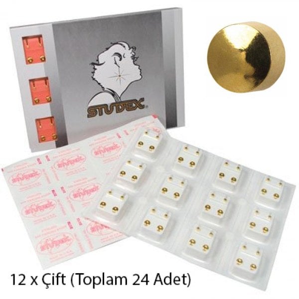 Studex Deli Ear Earrings GOLD COLOR / TASS - 12 Pairs (24 pieces) First Drill Ear Earring