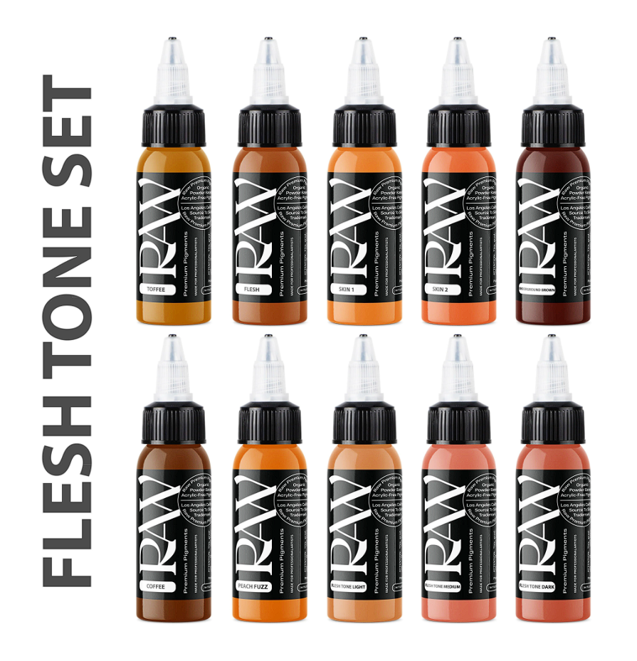 Raw Pigments Flesh Tone Set 12 Renk 1 oz 30 ml Potre Dövme Boyası Seti