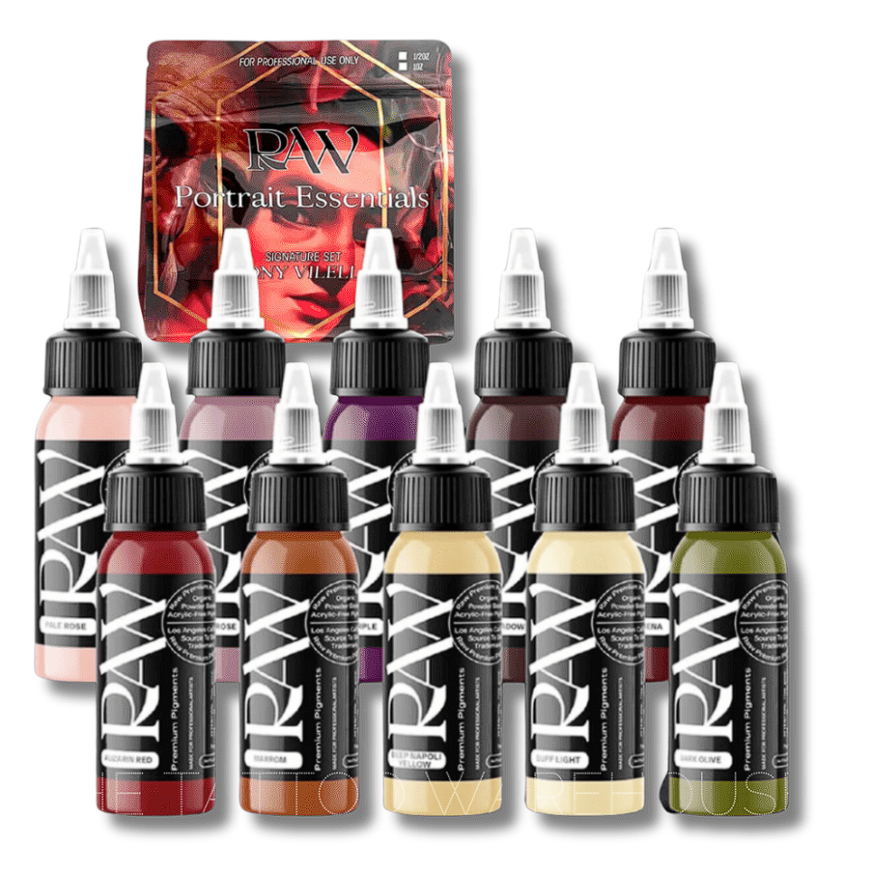 Raw Pigments Tony Vilella Potrait Essentials Set 10 Renk 1 oz 30 ml Potre Dövme Boyası Seti