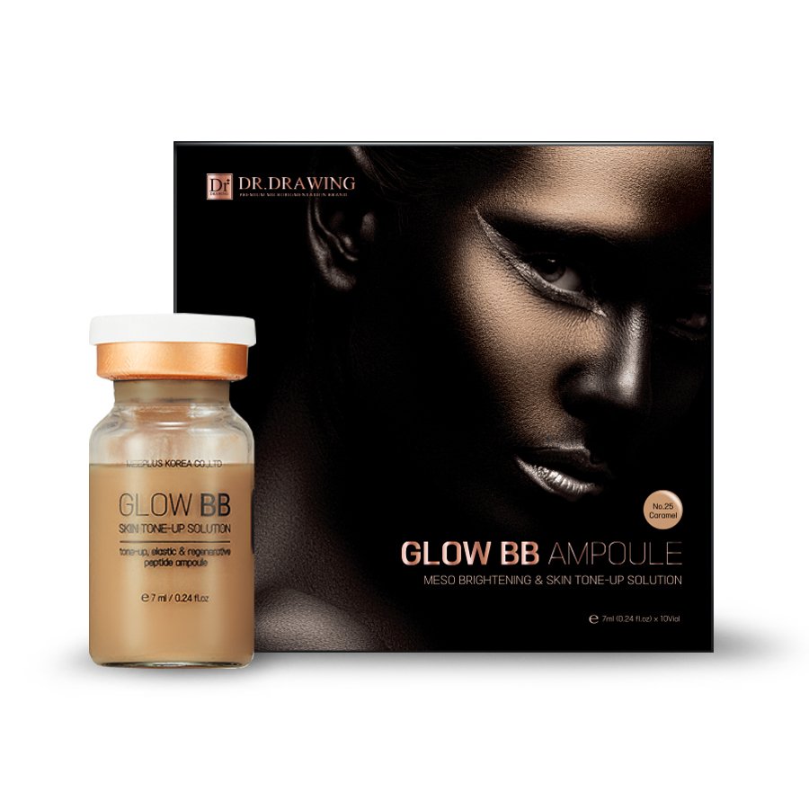 Dr. Drawing Glow BB Ampoule No: 25 Caramel Orta Tonda Kalıcı Fondöten 7ml x 10 Ampül