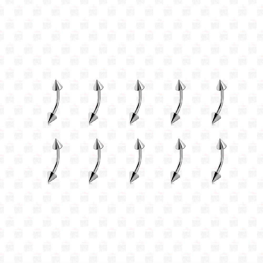 10 Adet Cerrahi Çelik Çift Spike Kaş Piercing