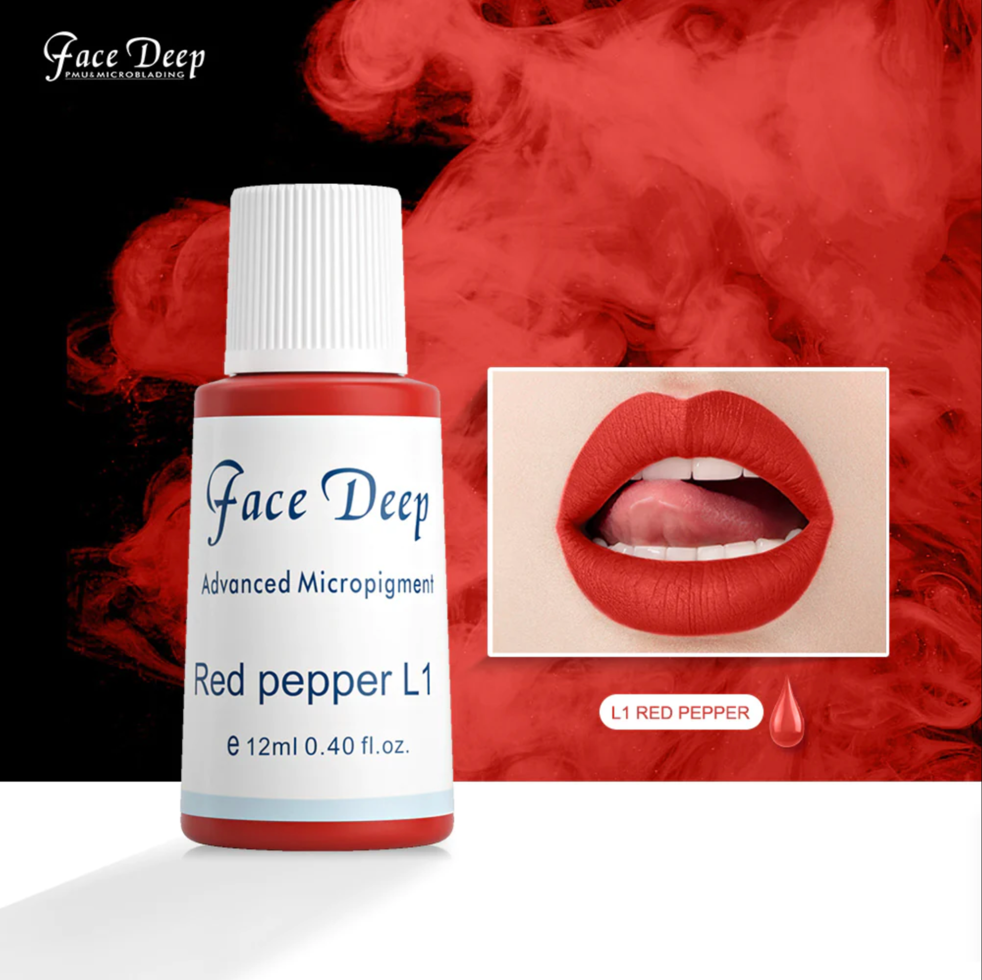 Face Deep L1 Red Pepper Dudak için Kalıcı Makyaj Boyası 12ml