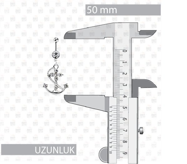 Cerrahi Çelik Sallantılı Anchor - Çapa Göbek Piercing