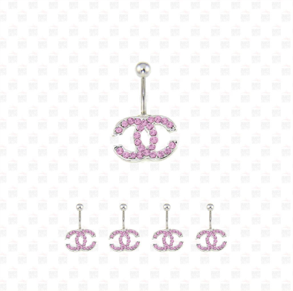 5 Each surgical steel rocking Chanel CC Belly Piercing