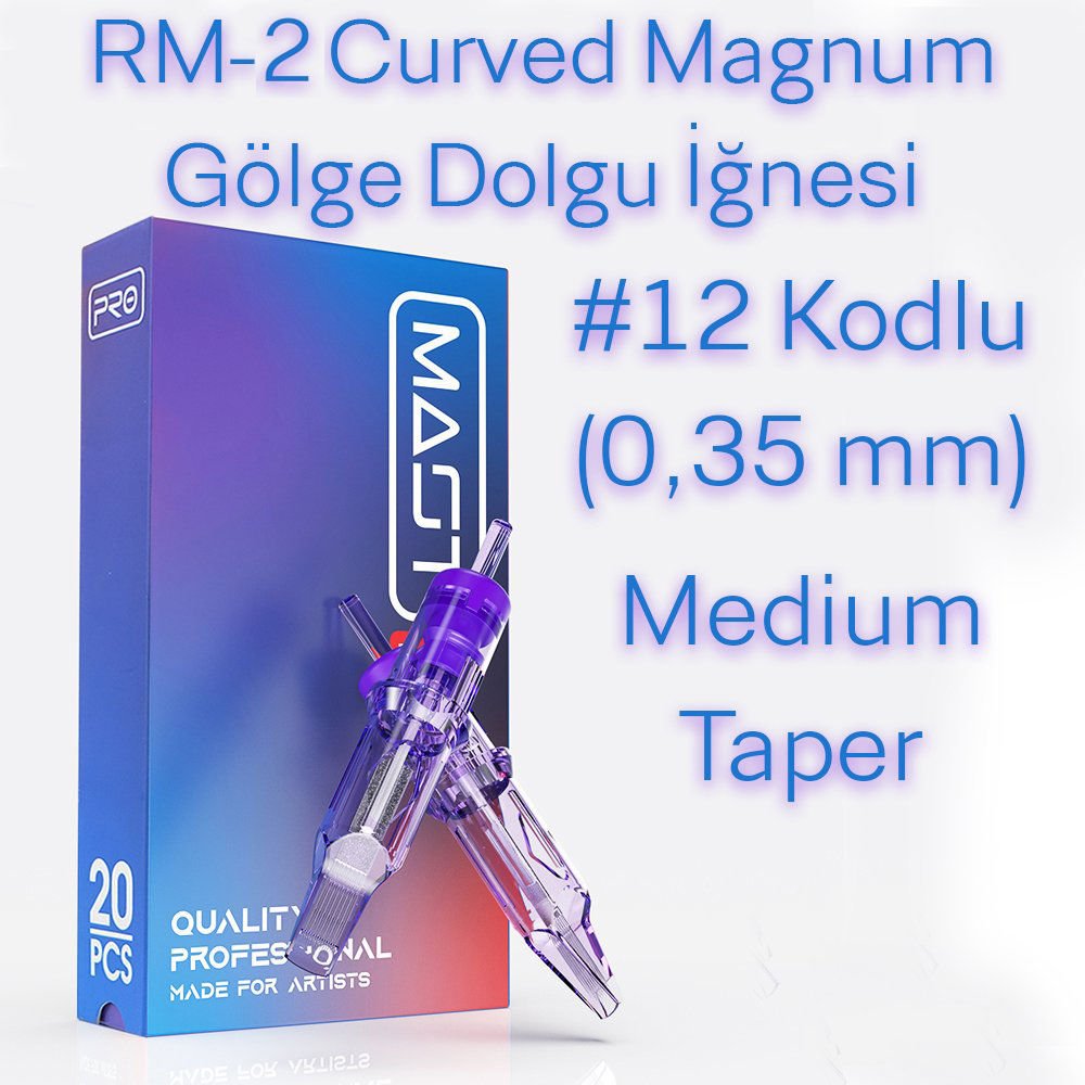 Mast Pro #12 Kodlu RM-2 Curved Magnum M1C Medium Taper Cartridge Kartuş Dövme