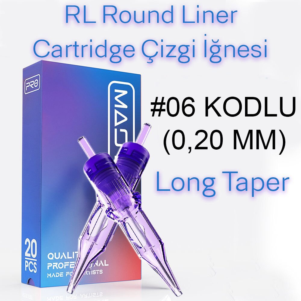 Mast Pro #06 Kodlu RL Round Liner Long Taper Cartridge Kartuş Dövme Çizgi İğneleri