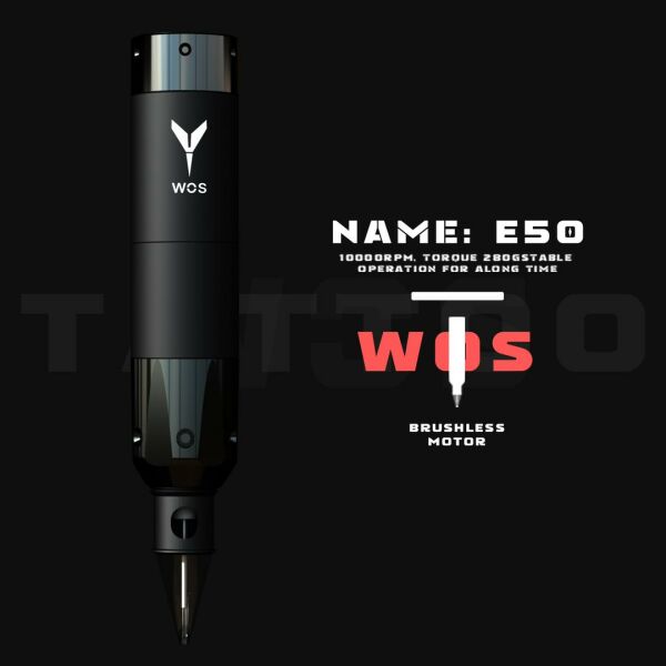 WOS E50 Şarj Edilebilir Pilli Kablosuz Rotary Pen Dövme Makinesi Black