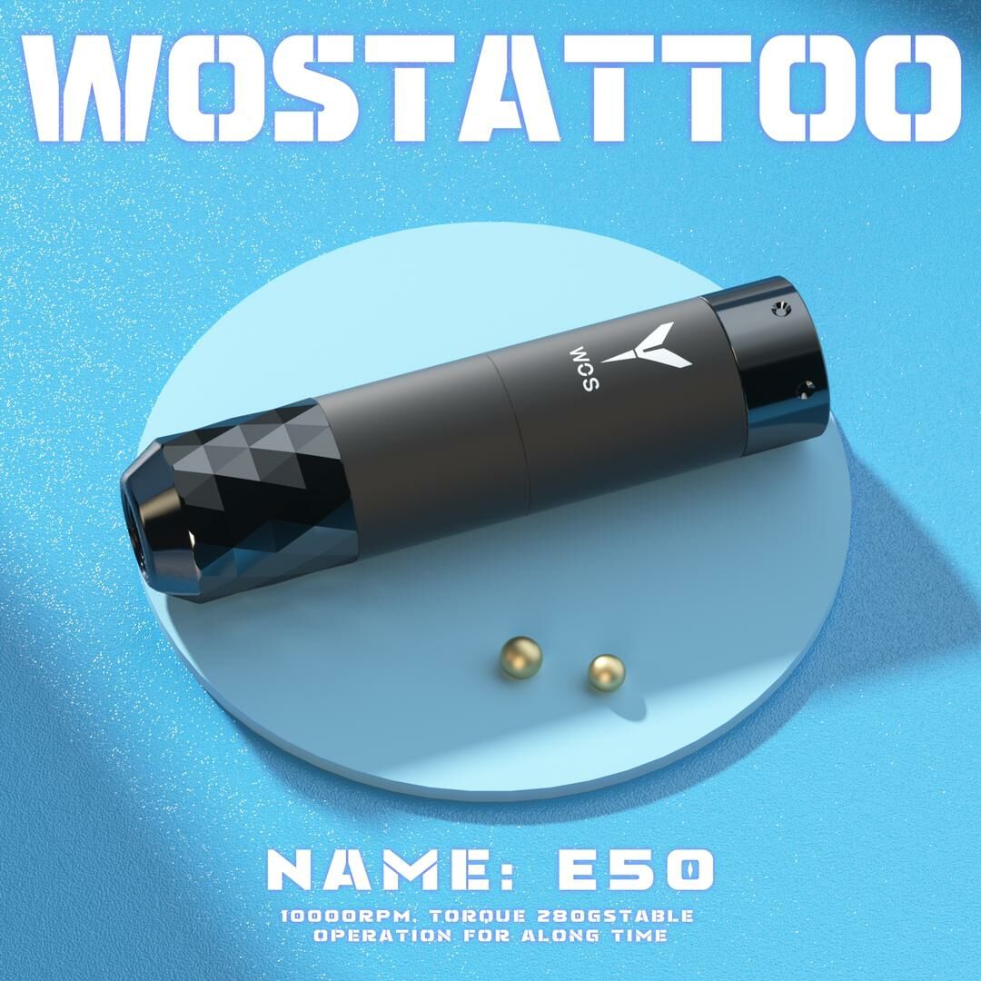 WOS E50 Şarj Edilebilir Pilli Kablosuz Rotary Pen Dövme Makinesi Gray Diamond
