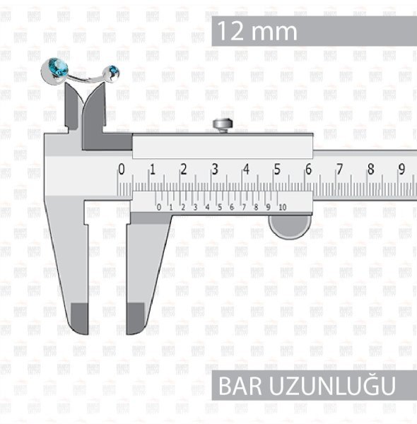 10 Adet Cerrahi Çelik Çift Taşlı Göbek Piercing