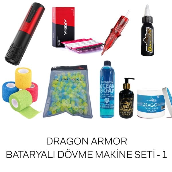 Dragon Armor Bataryalı Dövme Makinesi Seti 1