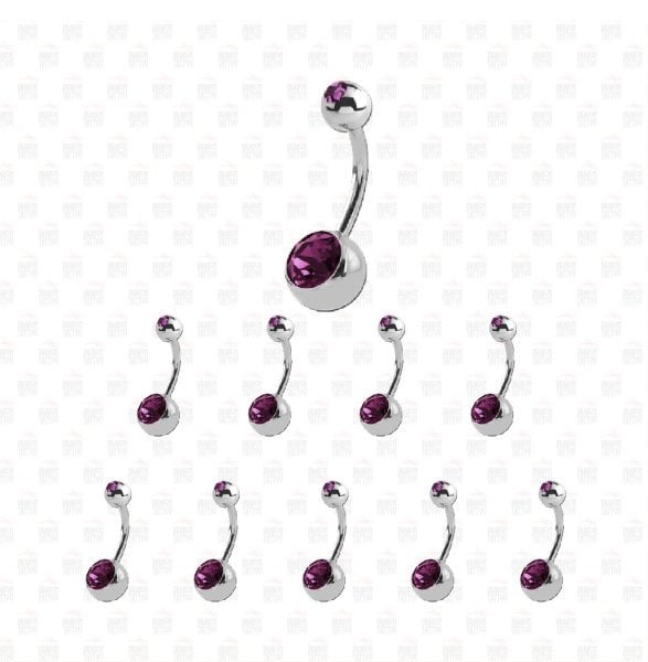 10 Piece Chirurgisch Staal Double Stone Belly Piercing