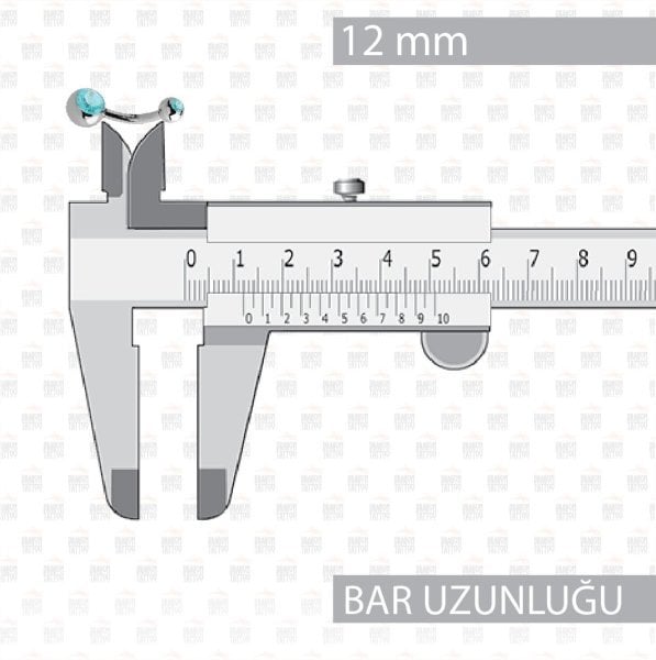 10 Adet Titanyum Cift Taşlı Göbek Piercing